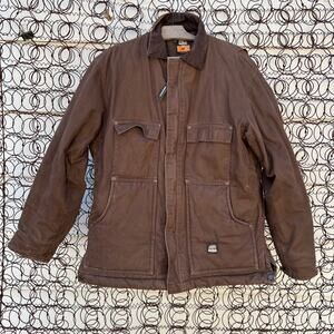 Berne Duck Canvas Brown Heavy Duty Quilt Lined Insulated Chore Coat MEDIUM CH377